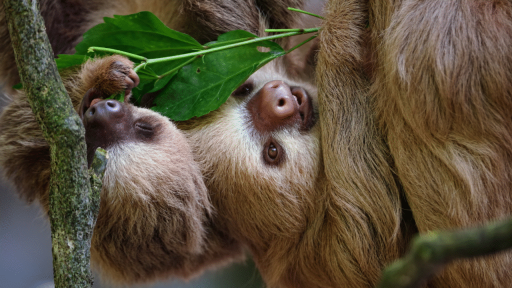 Sloths playing in a tree