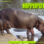 Hippopotamus standing in shallow water with calf, showcasing Africa’s river giants.